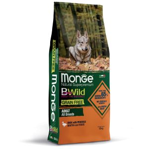 Monge Dog BWild GRAIN FREE беззерновой корм из мяса утки с картофелем для взрослых собак всех пород